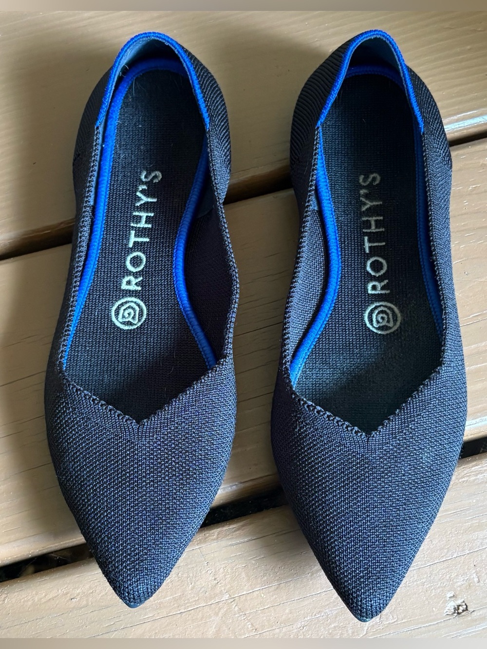 Rothy's The Point Black Solid Knit Pointed Toe Flats Classic Minimalist Capsule
